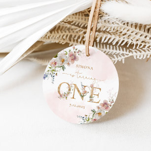 Wilde bloemen Wild Een blush roze meisje verjaarda Bedankjes Labels