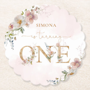 Wilde bloemen Wild Een blush roze meisje verjaarda Kartonnen Onderzetters