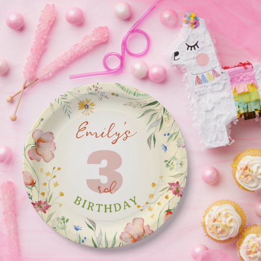 Wilde bloemen Wilde bloemen Meisl Birthday Part Papieren Bordje (Feest)