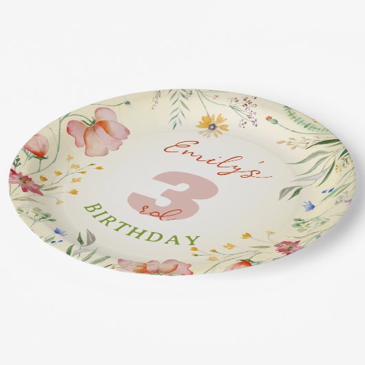 Wilde bloemen Wilde bloemen Meisl Birthday Part Papieren Bordje (Gekanteld)