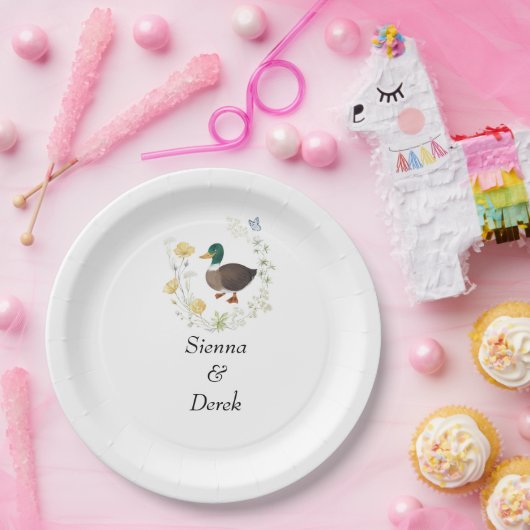 Wilde Bloemen Wilde Eend Huwelijk Papieren Bordje (Feest)