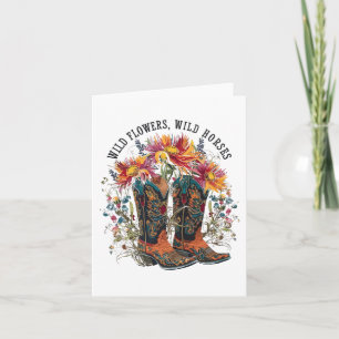 Wilde bloemen - Wilde paarden Cowgirl Boot Western Kaart