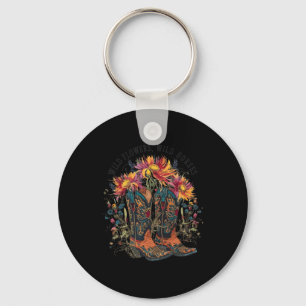 Wilde bloemen - Wilde paarden Cowgirl Boot Western Sleutelhanger