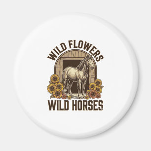 Wilde Bloemen Wilde Paarden Vintage Western T-shir Magneet