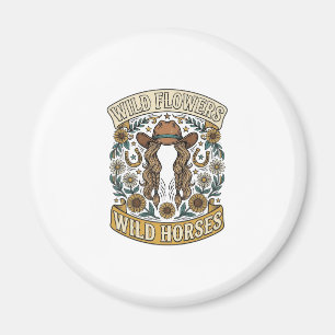 Wilde Bloemen Wilde Paarden Vintage Westerse Bloem Magneet