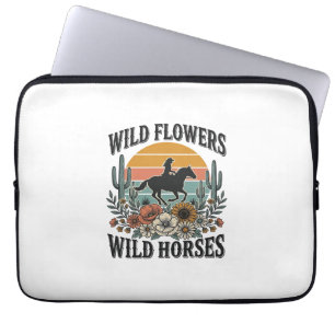 Wilde Bloemen Wilde Paarden Westers Bloemend Shirt Laptop Sleeve