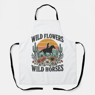 Wilde Bloemen Wilde Paarden Westers Bloemend Shirt Schort
