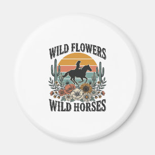 Wilde Bloemen Wilde Paarden Westers Bloemoverhemd  Magneet