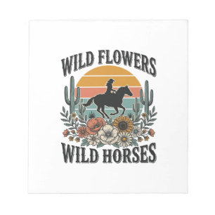 Wilde Bloemen Wilde Paarden Westers Bloemoverhemd  Notitieblok