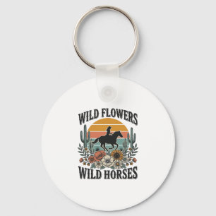Wilde Bloemen Wilde Paarden Westers Bloemoverhemd  Sleutelhanger