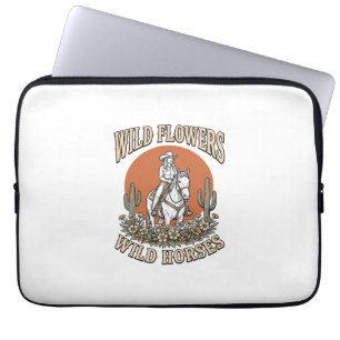Wilde Bloemen Wilde Paarden Westers Cowgirl Shirt Laptop Sleeve