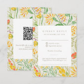 Wilde Bloemen Wilde Weide QR Code Buiten Trouwen RSVP Kaartje (Voorkant / Achterkant)