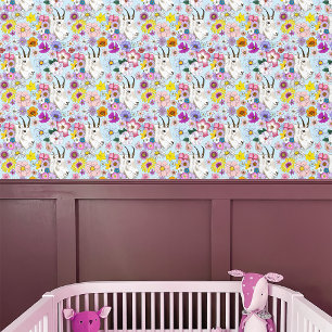 Wilde Bloemen Witte Berggeit Natuur Wilde Dieren Behang