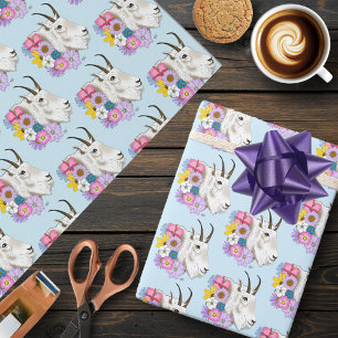 Wilde Bloemen Witte Berggeit Natuur Wilde Dieren Cadeaupapier