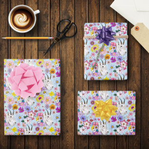 Wilde Bloemen Witte Berggeit Natuur Wilde Dieren Inpakpapier Vel