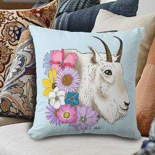 Wilde Bloemen Witte Berggeit Natuur Wilde Dieren Kussen