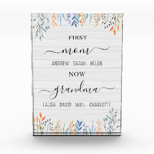 Wilde Bloemen Witte Hout Cute Aandenken voor Oma Fotoblokken