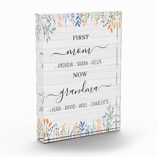 Wilde Bloemen Witte Hout Cute Aandenken voor Oma Fotoblokken (Links)