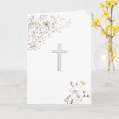 Wilde bloemen Witte Kruis Religieus Kaart (Gele Bloem)