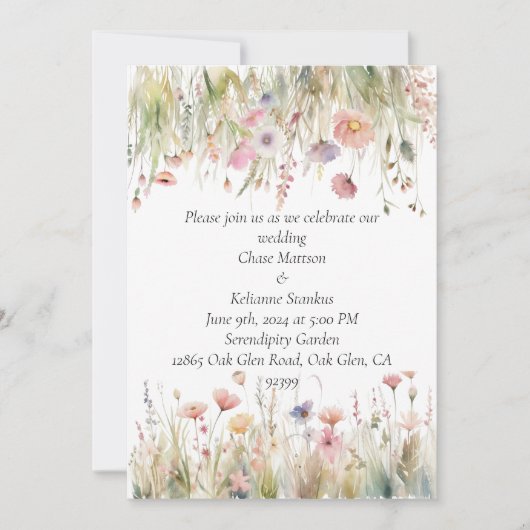 Wilde bloemen Woensdag in uitnodiging (Voorkant)