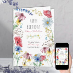 Wilde bloemen Wonderful Floral Lijst Kaart<br><div class="desc">verjaardagskaart voor wilde bloemen die je binnen en buiten kunt personaliseren. Het ontwerp heeft een florale rand van kleurrijke wilde bloemen in roze blauw rood en geel met een delicate verdeler en een bijbehorende bouquet op de achterkant.</div>
