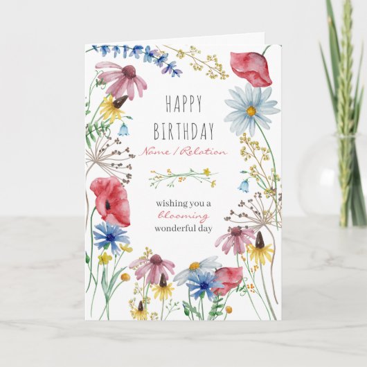 Wilde bloemen Wonderful Floral Lijst Kaart (Voorkant)
