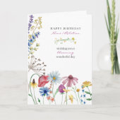 Wilde bloemen Wonderful Happy Birthday Kaart (Voorkant)