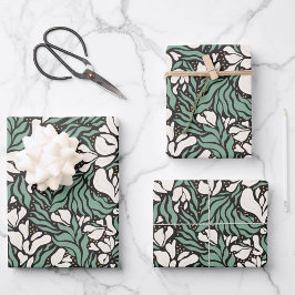Wilde Bloemen Wrapping Paper - Cream and Black