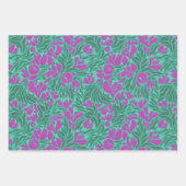 Wilde Bloemen Wrapping Paper - Paarse en Blauwgroe (Voorkant)