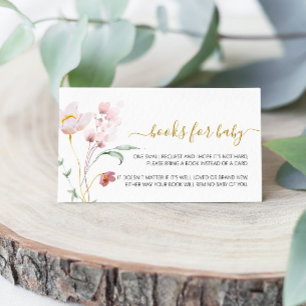 Wilde bloemen zachte baby shower boek voor baby informatiekaartje