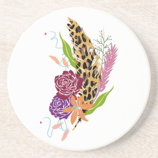 wilde bloemen zandsteen onderzetter (Voorkant)