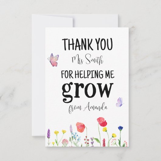 wilde bloemen zomer leraar waardering dank u bedankkaart (Voorkant)