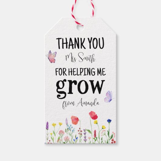 wilde bloemen zomer leraar waardering dank u cadeaulabel (Voorkant)