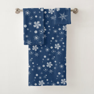 Wilde Bloemen Zomer Marineblauw Madeliefje Patroon Bad Handdoek
