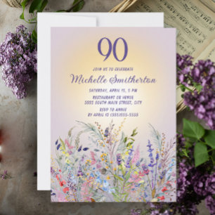 Wilde Bloemen Zon Paars Vrouwen 90e Verjaardag Kaart