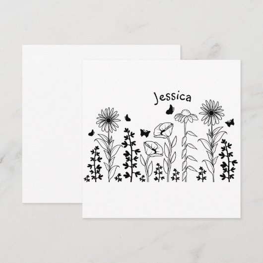 Wilde bloemen zwart en wit (Voorkant / Achterkant)