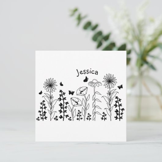 Wilde bloemen zwart en wit (Staand voorkant)