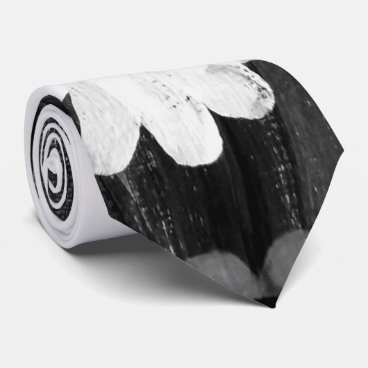 Wilde bloemen, zwart en wit stropdas (Opgerold)