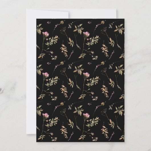 Wilde bloemen Zwarte Foto Afstuderen Aankondiging (Achterkant)