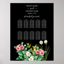Wilde bloemen Zwarte Wuwdichtingskaart Poster