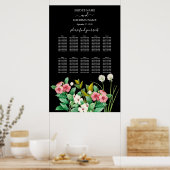 Wilde bloemen Zwarte Wuwdichtingskaart Poster (Keuken)
