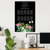 Wilde bloemen Zwarte Wuwdichtingskaart Poster (Thuiskantoor)