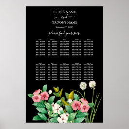Wilde bloemen Zwarte Wuwdichtingskaart Poster
