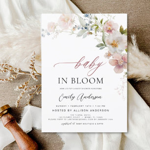 Wilde bloemenbaby in bloei Baby Shower Bloemen Kaart
