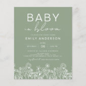 Wilde bloemenbaby in bloei Baby Shower Saliegroen (Voorkant)