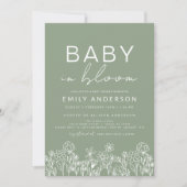Wilde bloemenbaby in bloei Baby Shower Saliegroen Kaart (Voorkant)