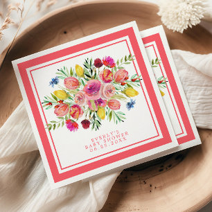 Wilde bloemenbaby in bloei bloemige baby shower servet