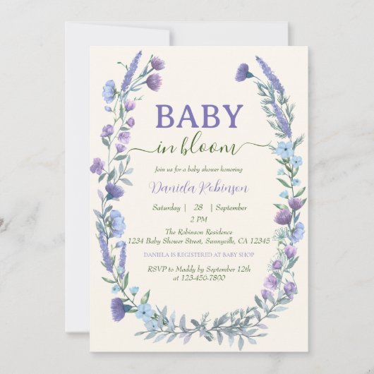 Wilde bloemenbaby in bloei Jongens babyshower Kaart (Voorkant)