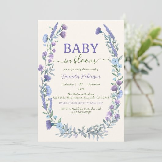 Wilde bloemenbaby in bloei Jongens babyshower Kaart (Staand voorkant)