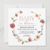 Wilde bloemenbaby in bloei Meisje Baby Shower Kaart (Voorkant)